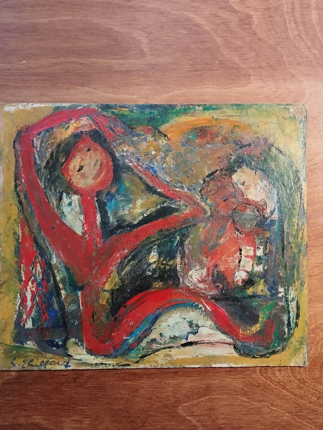 Oil painting on cardboard