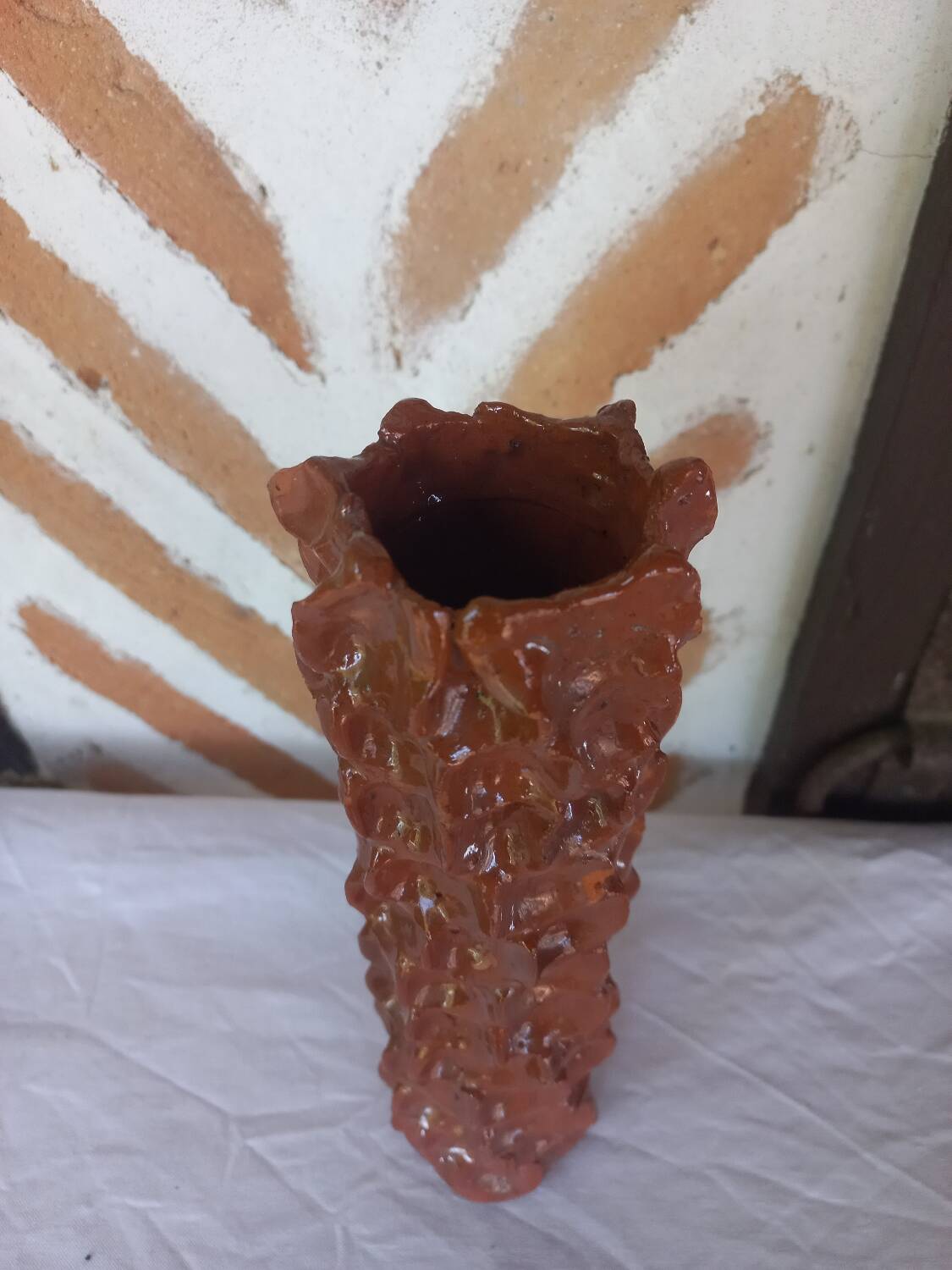 Enamelled earthenware vase