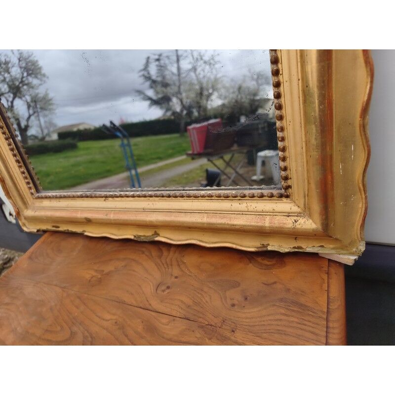 Miroir de cheminée XIXe bois et stuc doré