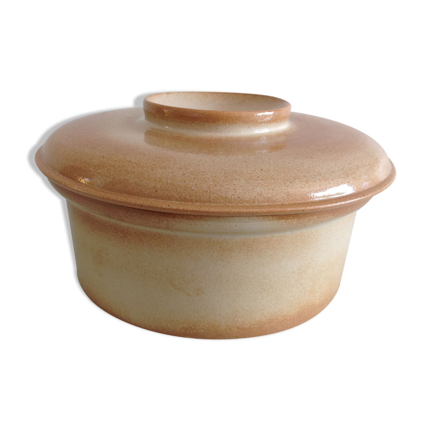 Beige stoneware vegetable dish by Grès de France 1970
