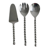 Twisted Silver Metal Salad Servers and Pie Server