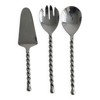 Twisted Silver Metal Salad Servers and Pie Server