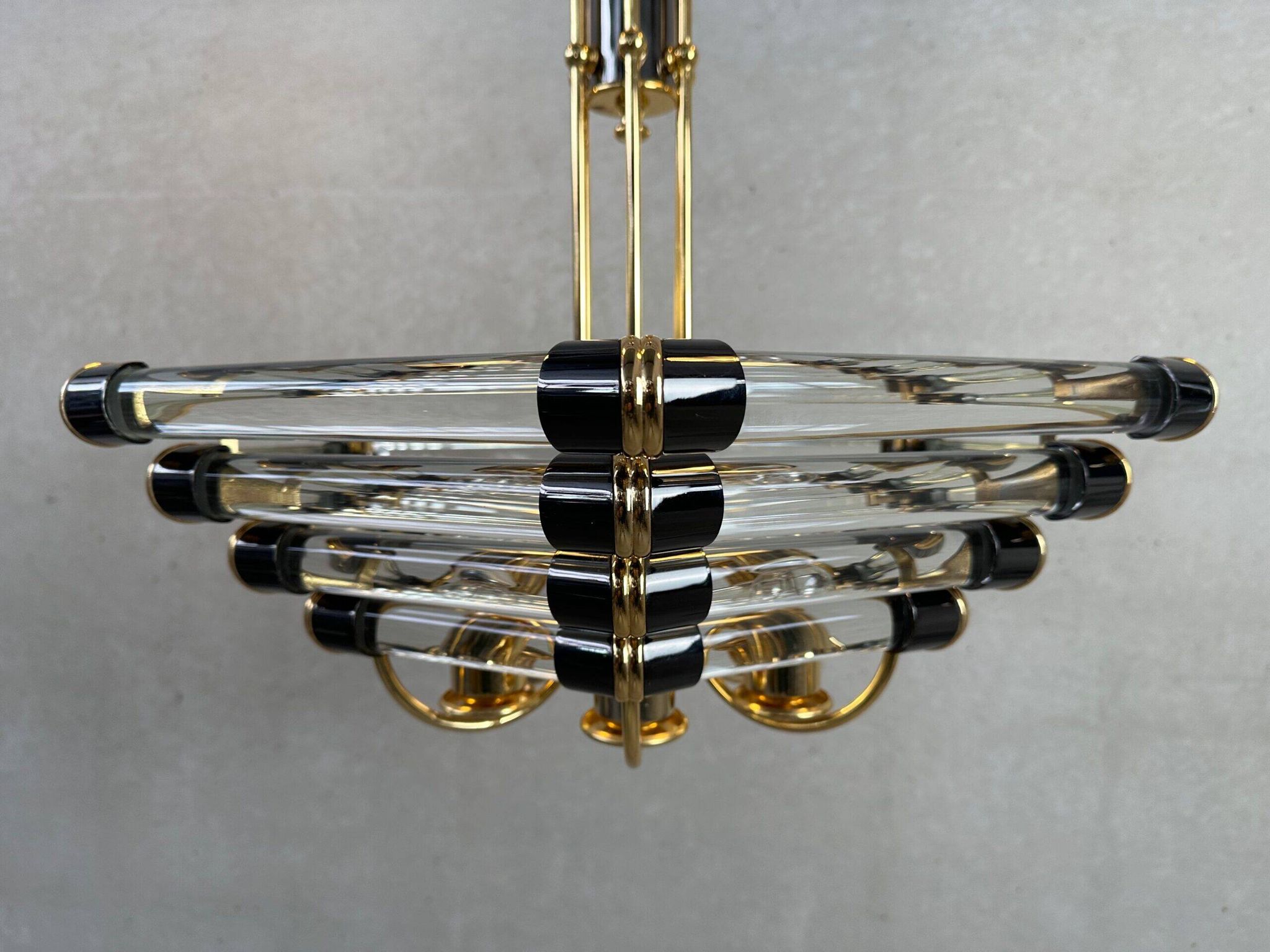 Vintage Bakalowits & Sohne black/gold hexagon chandelier