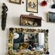 Italian wall mirror in polychrome floral metal, 1950s