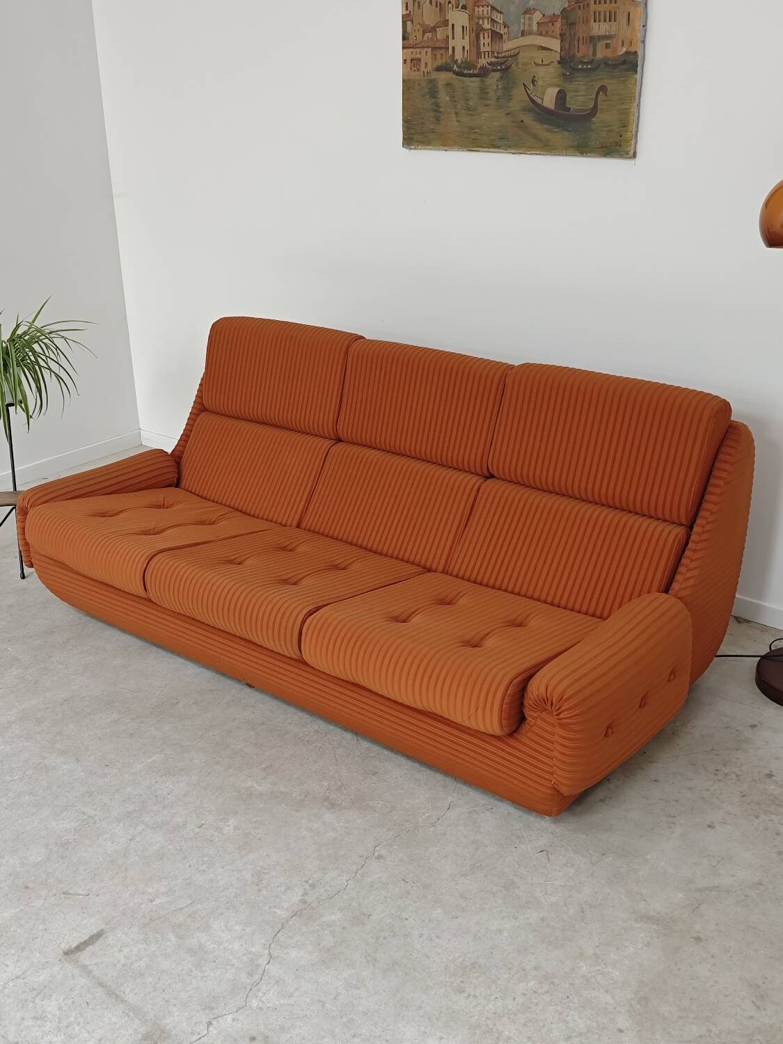 Complete orange salon JITONA in Atlantis Space Age style from the 1970s.
