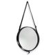 Jacques Adnet pair of circular leather and brass mirrors