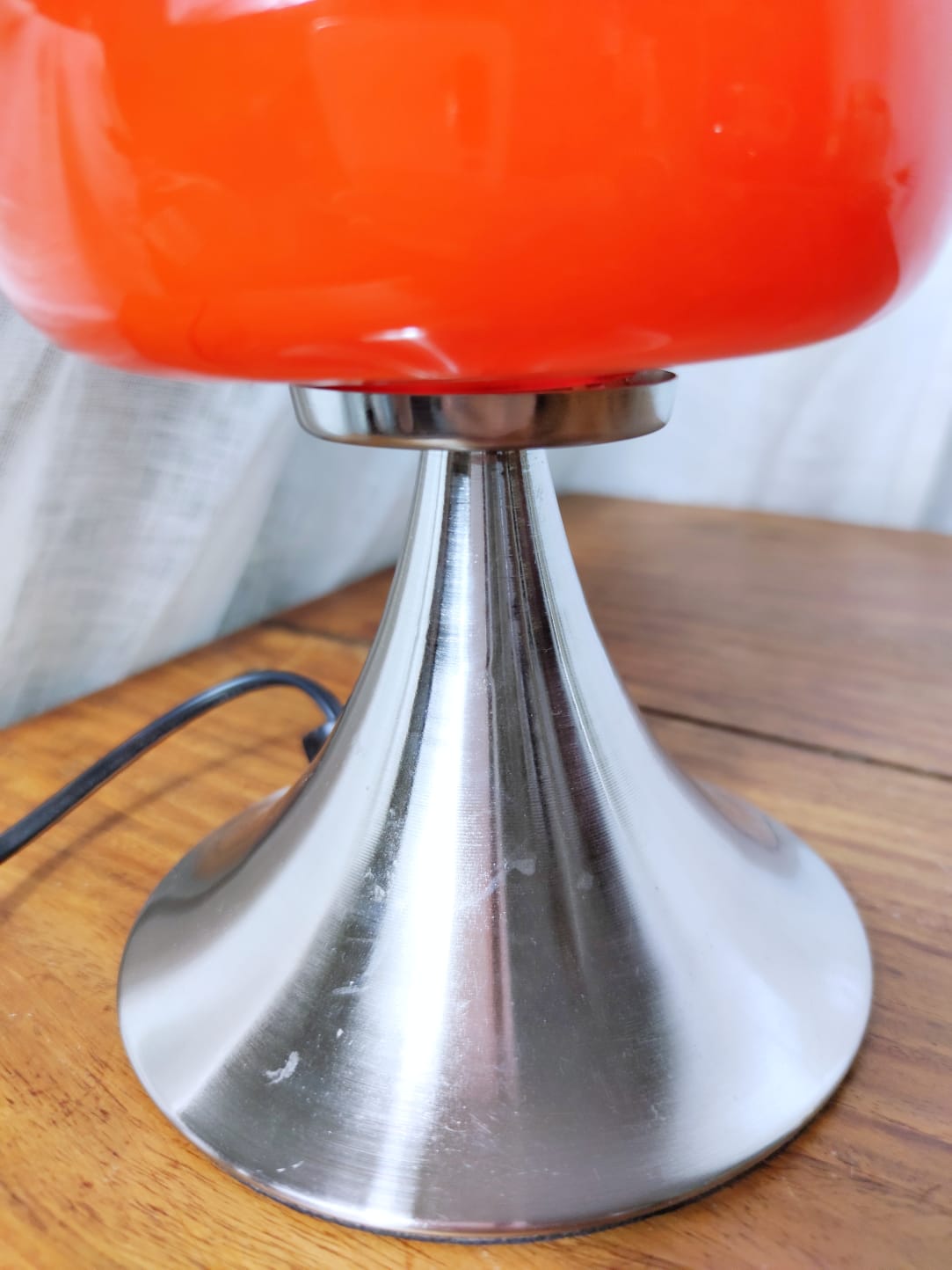 Small orange vintage mushroom lamp