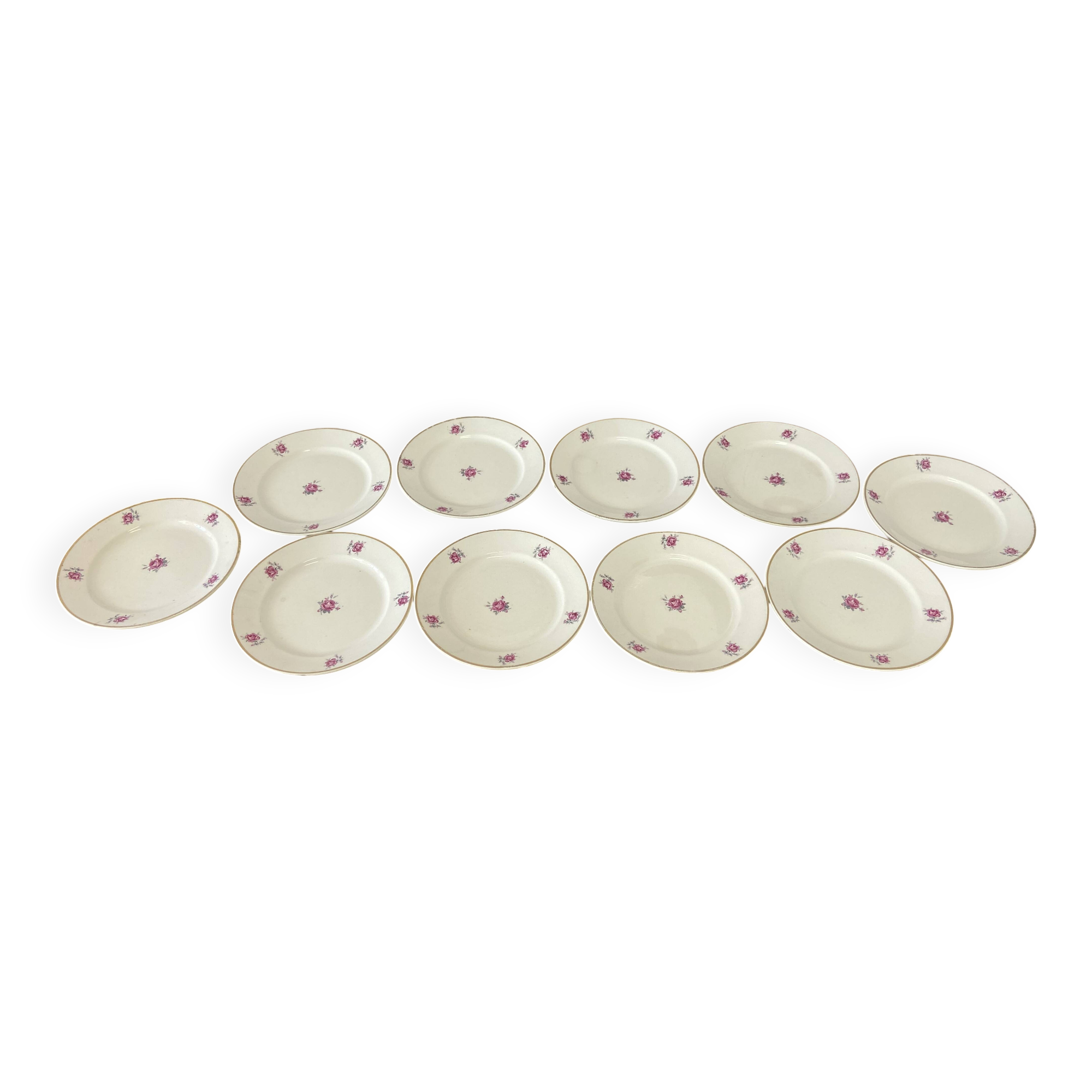 10 plates, 20cm diameter, "Rose" pattern