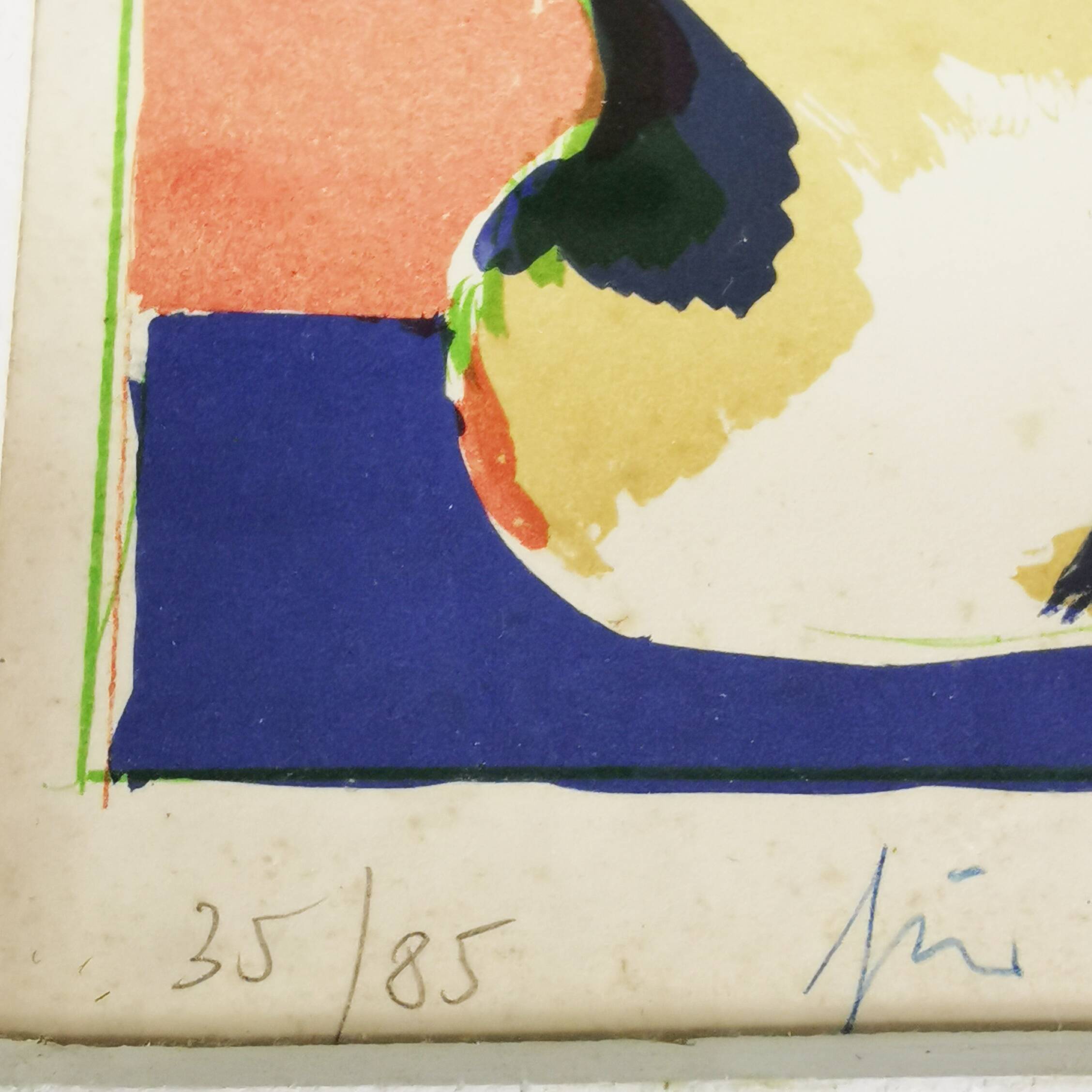 Horst Antes litografia “Portret głowy w kolorze”, Niemcy lata 70.