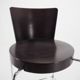 Midcentury chrome and wood bar stools by Ton, Czechoslovakia, 1980s
