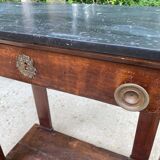 19th century empire console, solid wood and gray marble