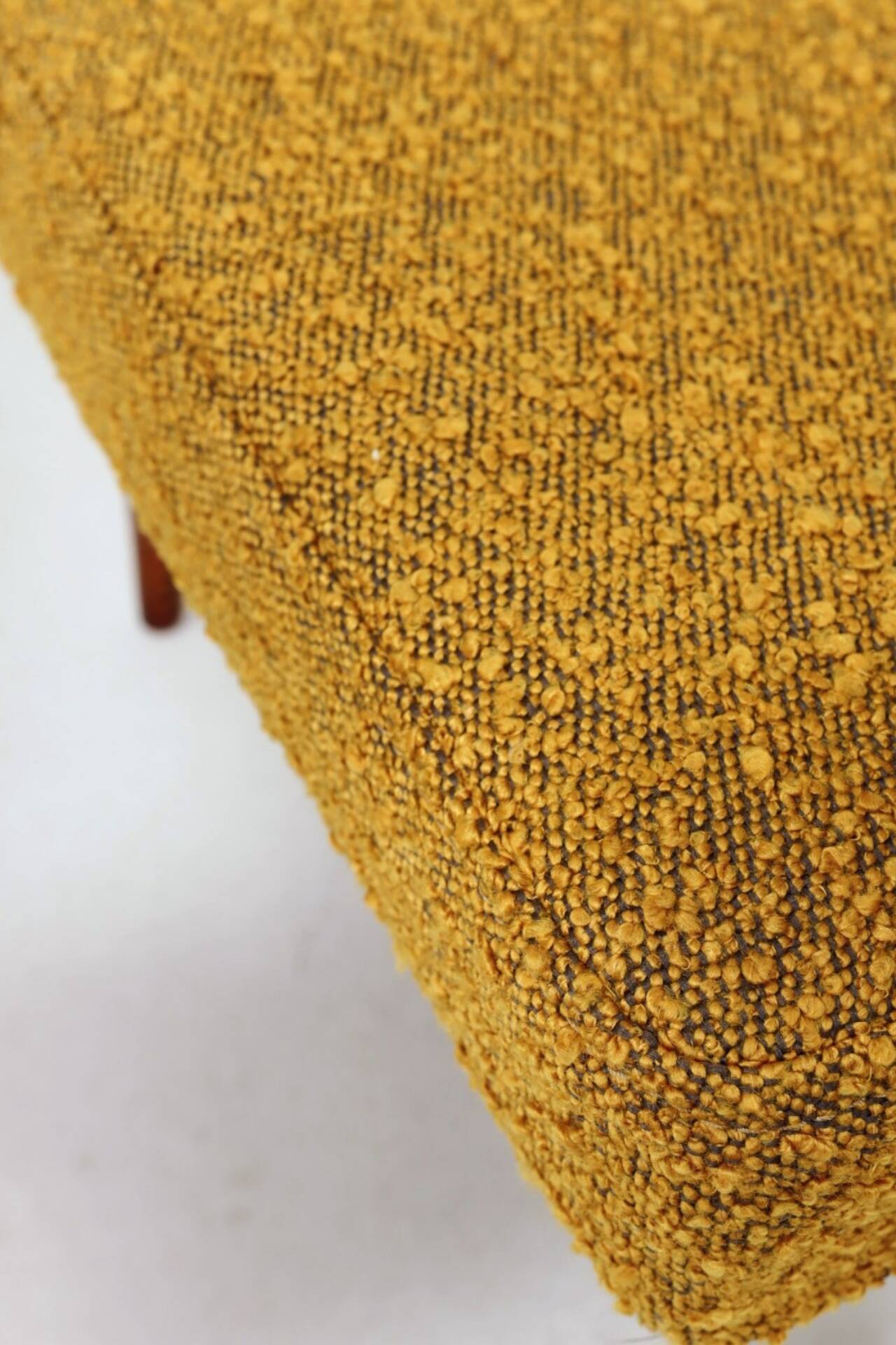 Pair of vintage boucle mustard armchairs H.Lis