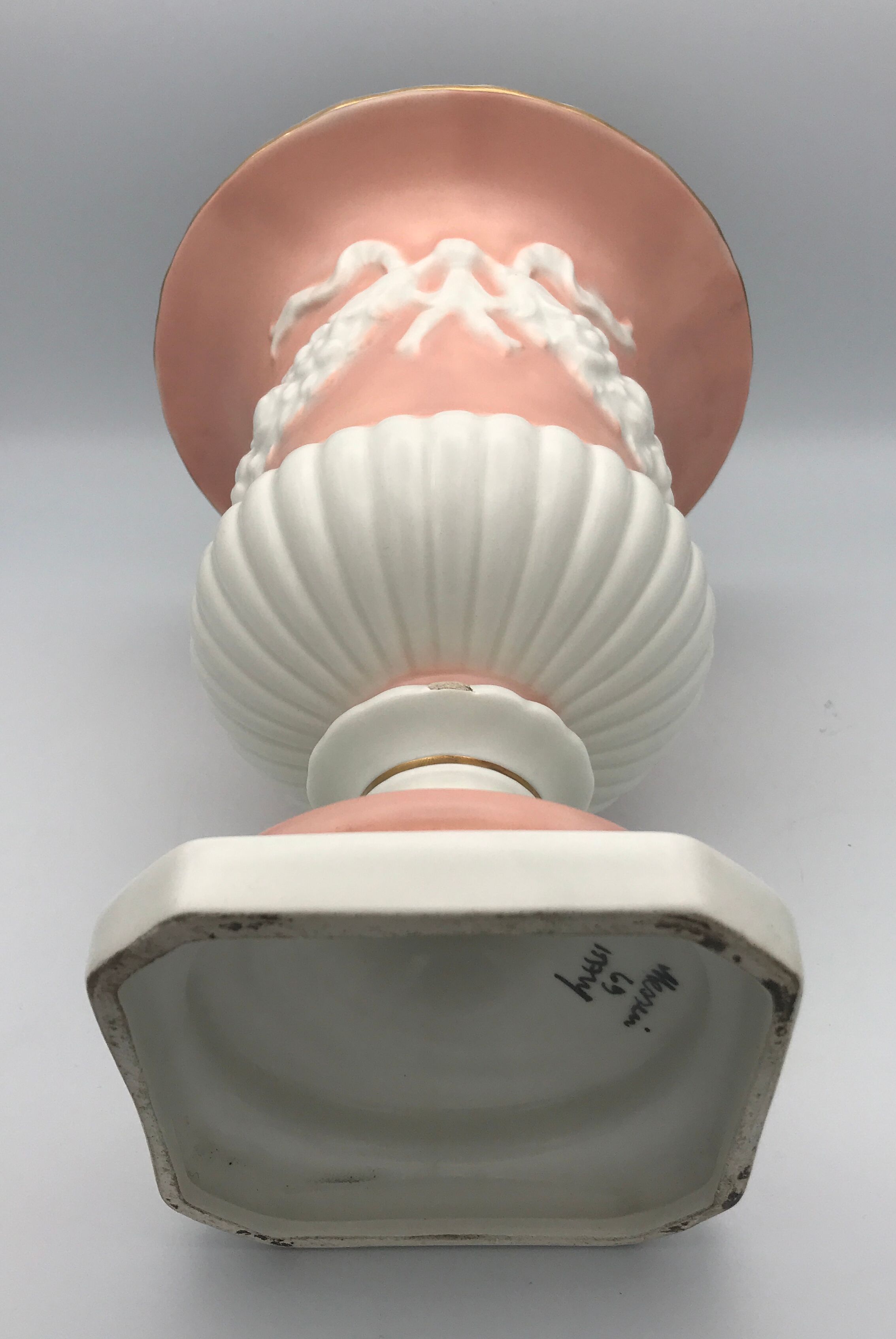 Medici VASE in enamelled earthenware with floral frieze decoration, signed and numbered