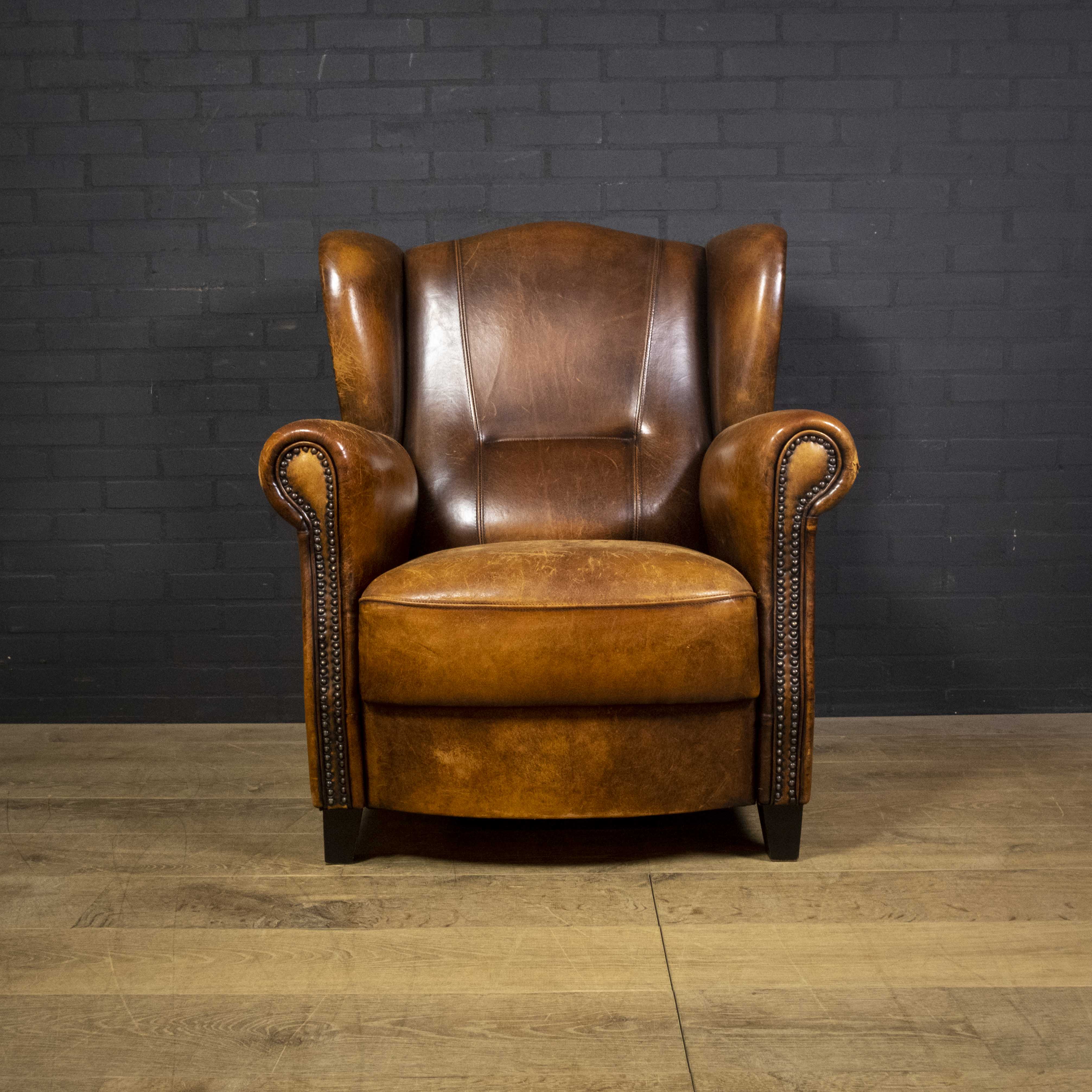 Fauteuil vintage Joris design cuir de mouton