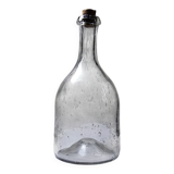 Large antique blown glass bottle with bubbles, early 20th century 1900-1920.