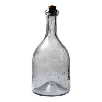 Large antique blown glass bottle with bubbles, early 20th century 1900-1920.
