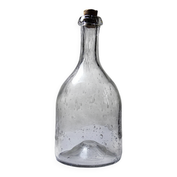 Large antique blown glass bottle with bubbles, early 20th century 1900-1920.