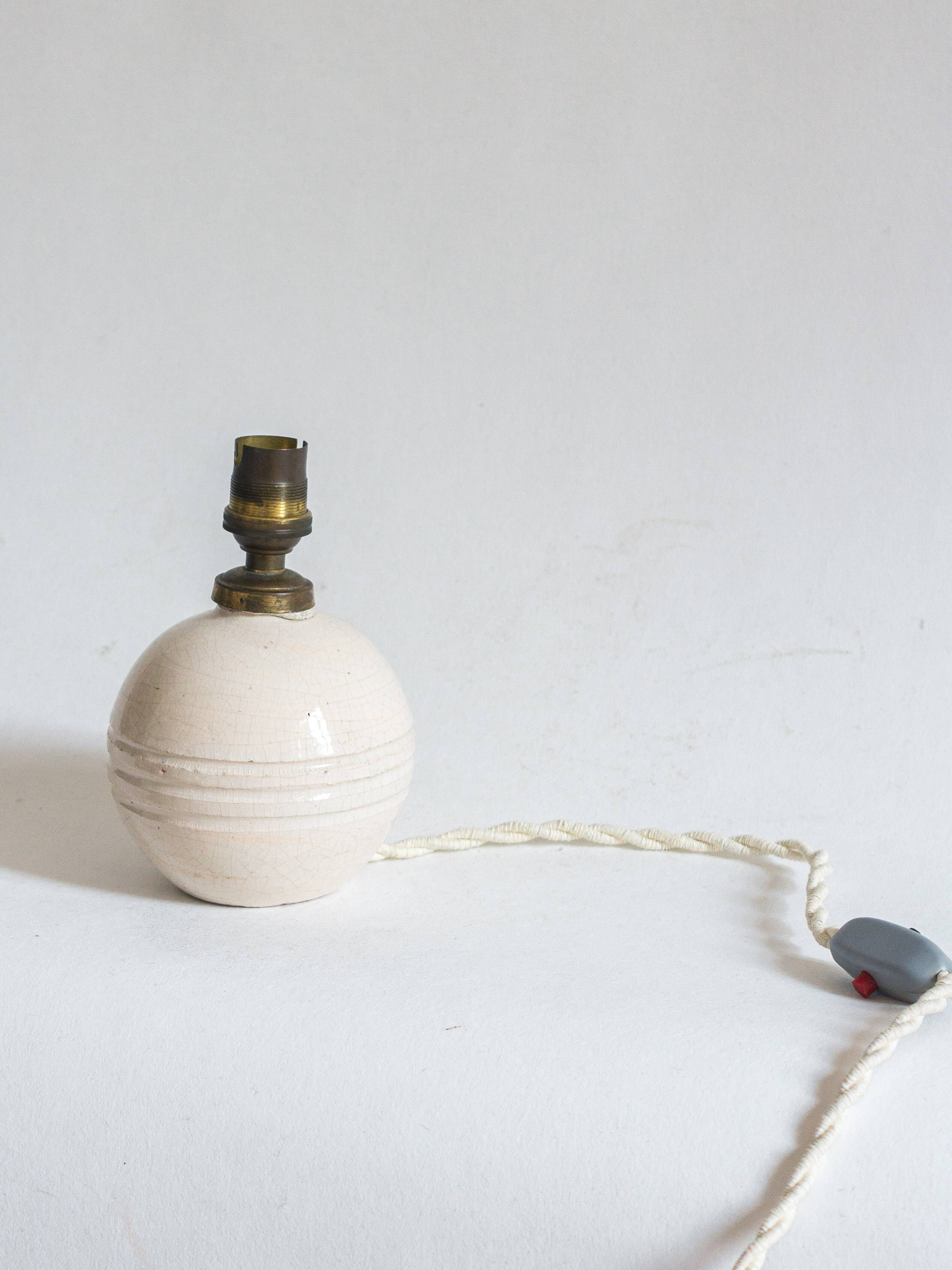 White crackled ceramic lamp base, 1930s