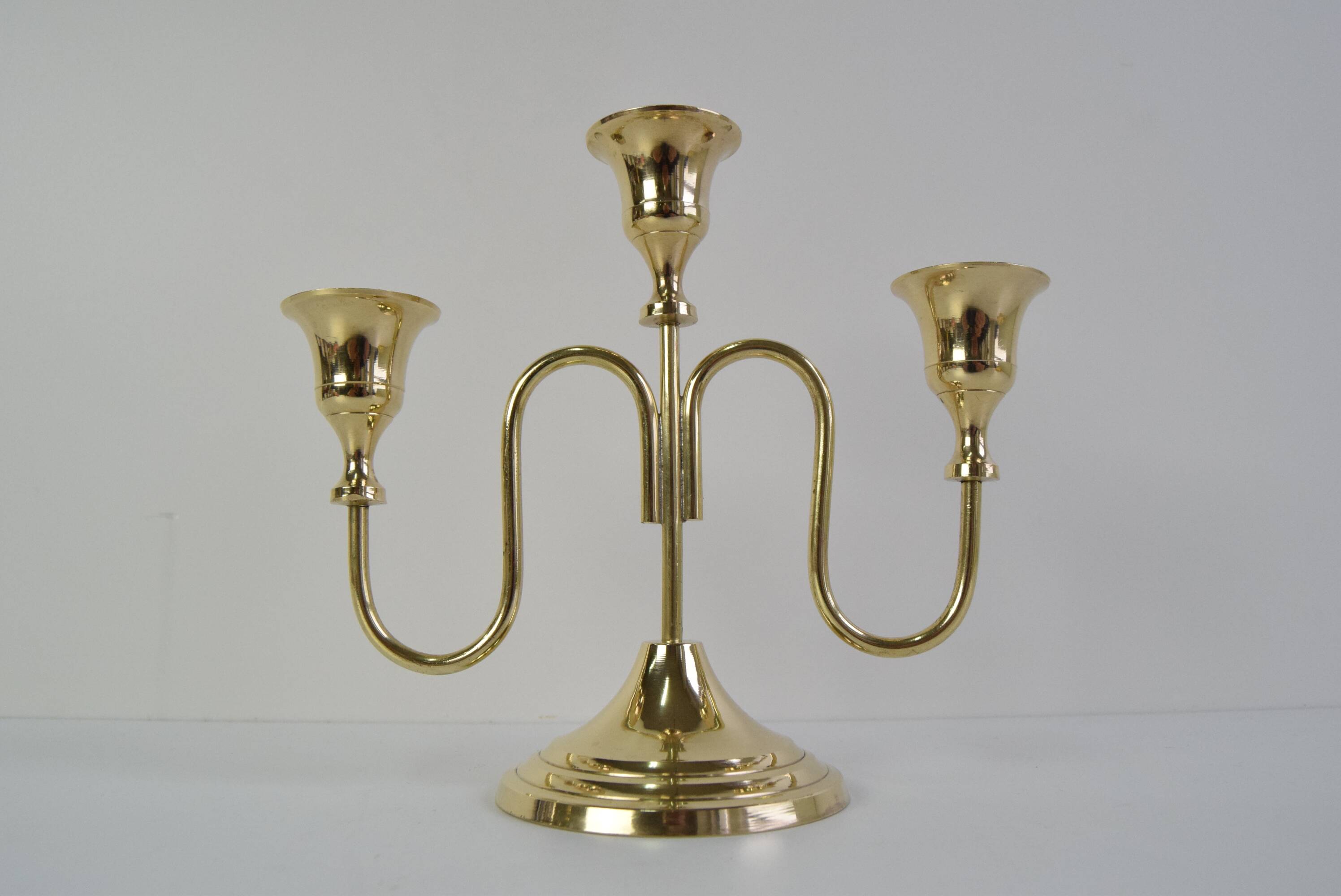 Vintage Brass Candlestick, Czechoslovakia, 1960's.
