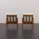 Pair of Kai Kristiansen Paperknife lounge chairs in teak and natural wool