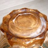 Art Deco carafe in pink transparent glass with cap