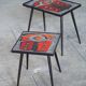 2 nesting varnished ceramic coffee tables - the brothers jean & robert cloutier 1950