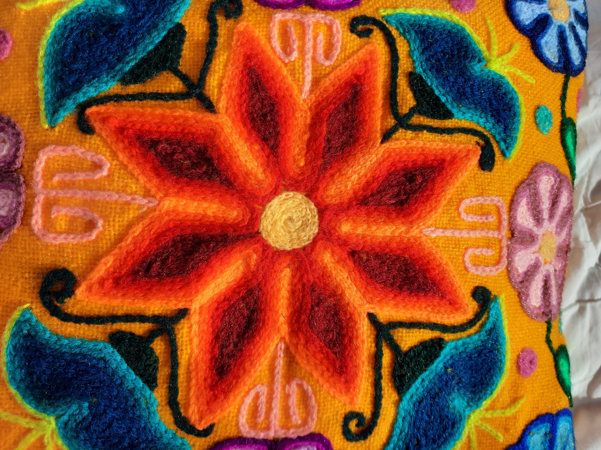 Yellow Peruvian cushion cover