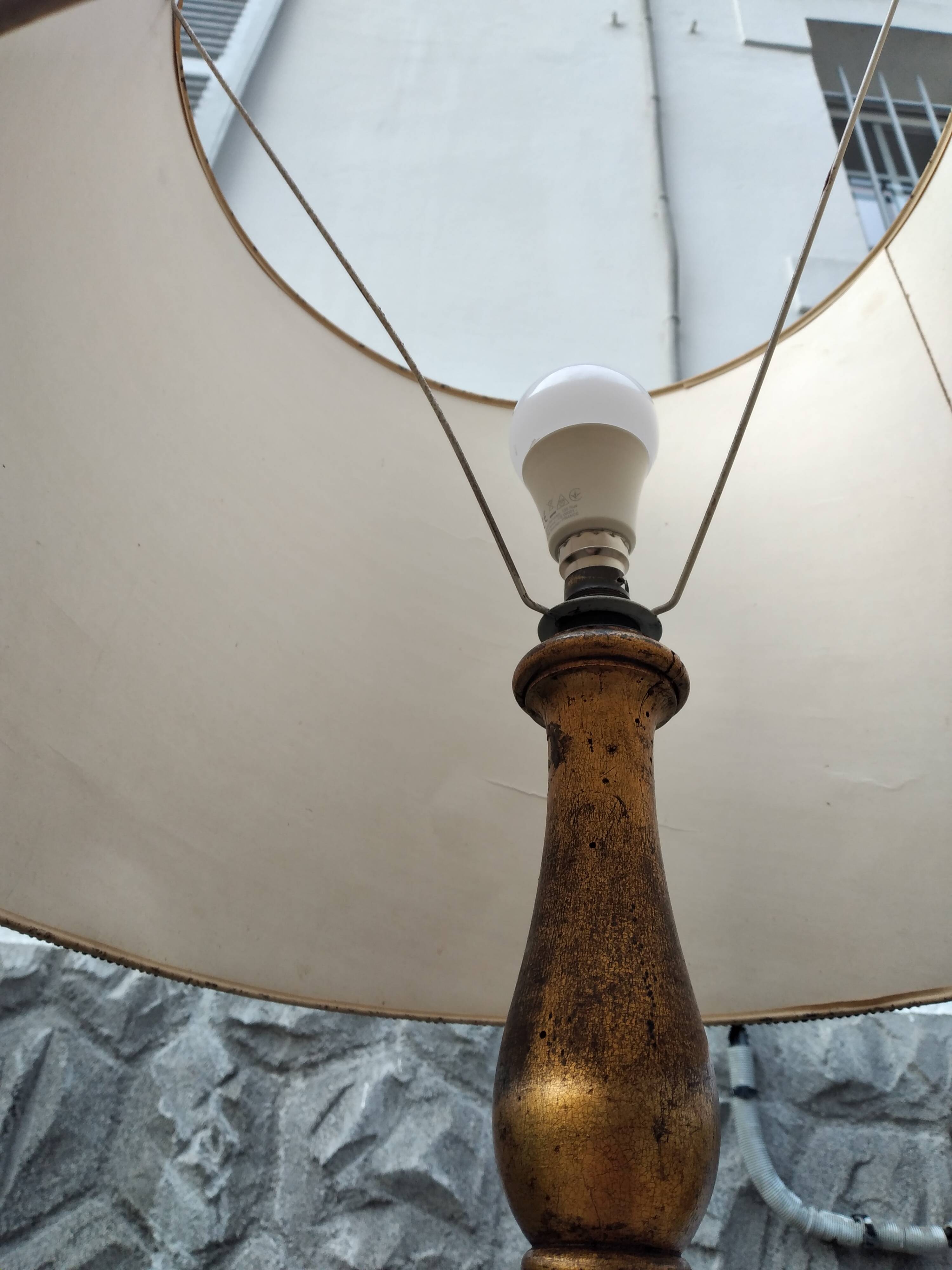 Gilded wooden floor lamp