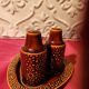Set of ceramic condiments: salt, pepper, mustard, Connemara Celtic.