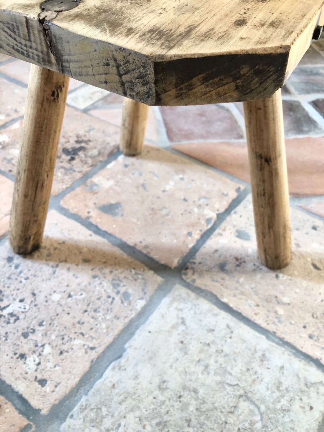 Renovated tripod farm stool