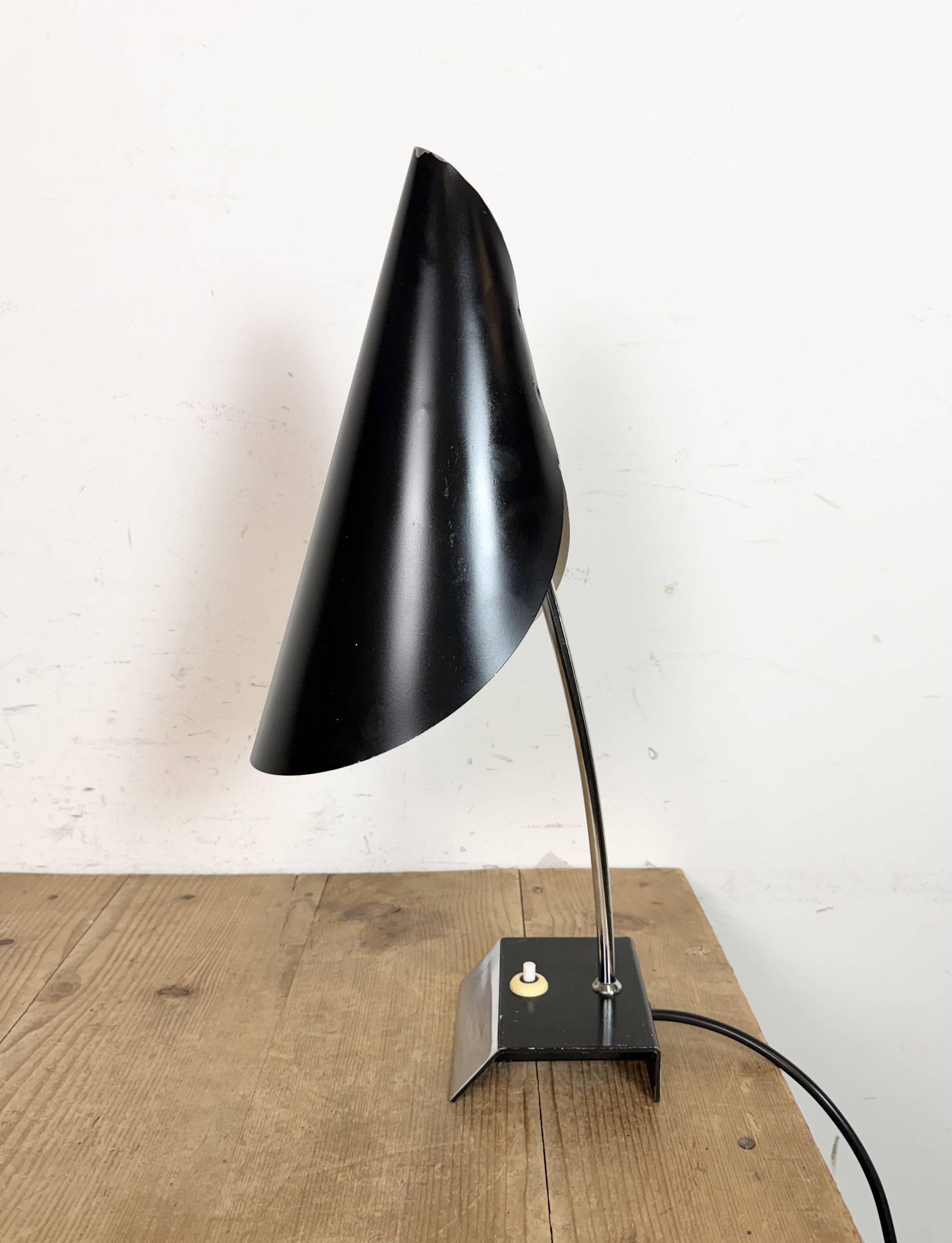 Vintage Black Table Lamp by Josef Hůrka for Napako, 1960s