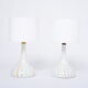 Pair of 1970s tall White Glass Table Lamps model "Candy" by Holmegaard