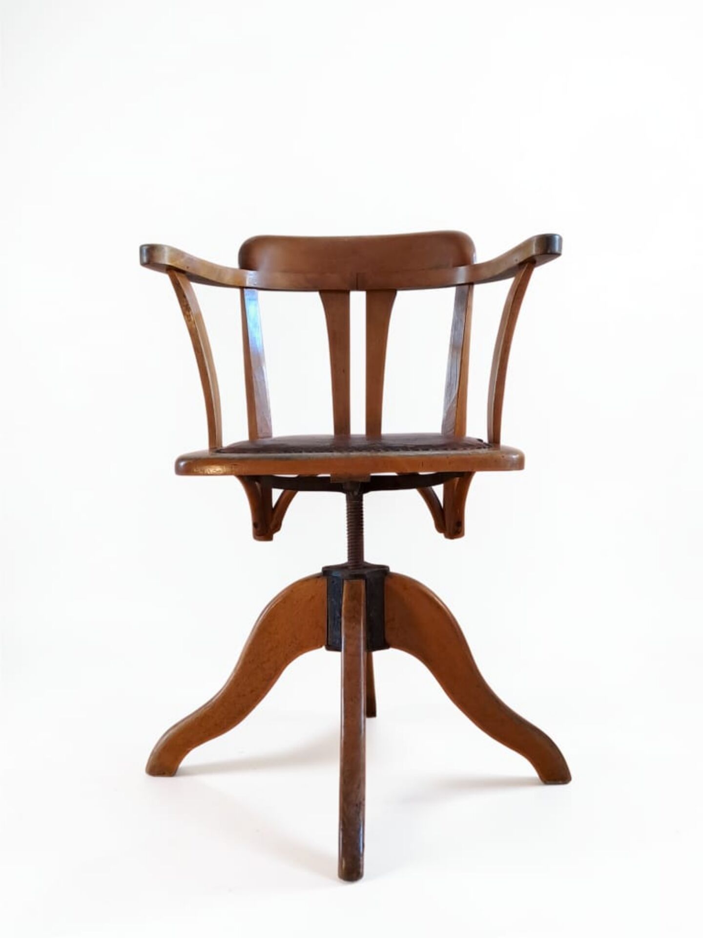 Siège de bureau rotatif en chêne, 1930s