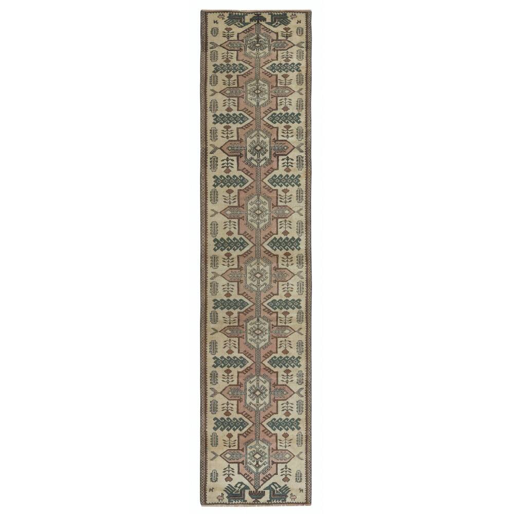 Vintage Handmade Turkish Wool Narrow Runner Rug for Hallway Decor