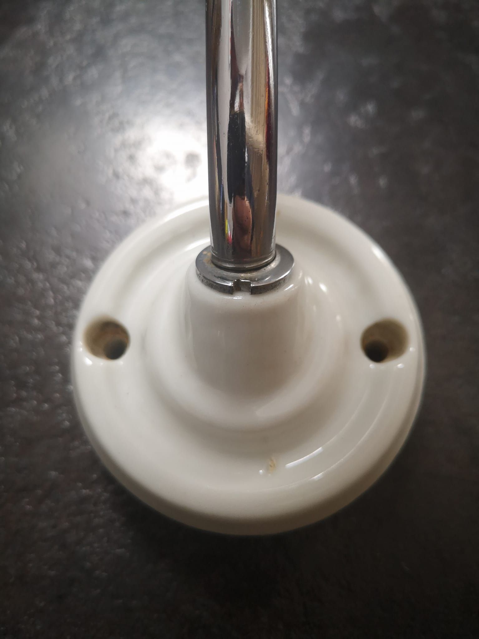 Wall lamp old opaline silver metal globe & porcelain base Art Deco 1930 TBE gooseneck
