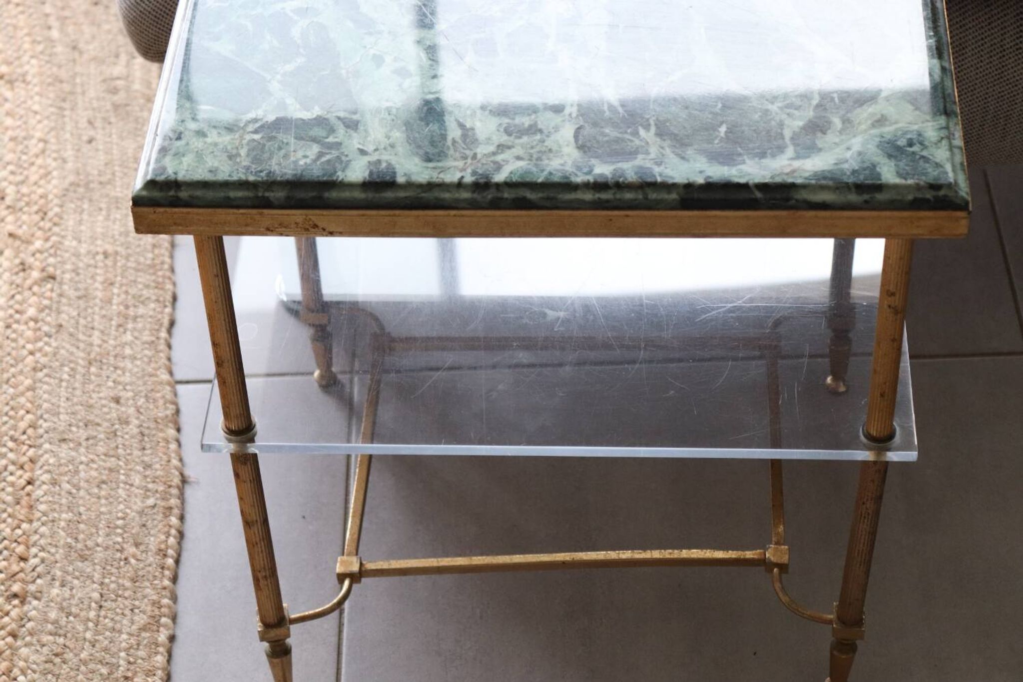 Table d'appoint en marbre vert vintage