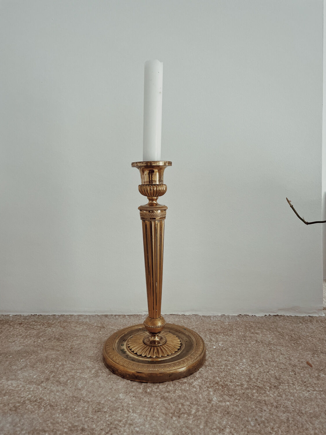 Antique brass candle holder