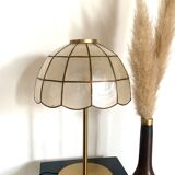 Table lamp with a vintage mother-of-pearl lampshade set