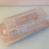 Rectangular wall lamp in brushed glass and metal / vintage 60s-70s