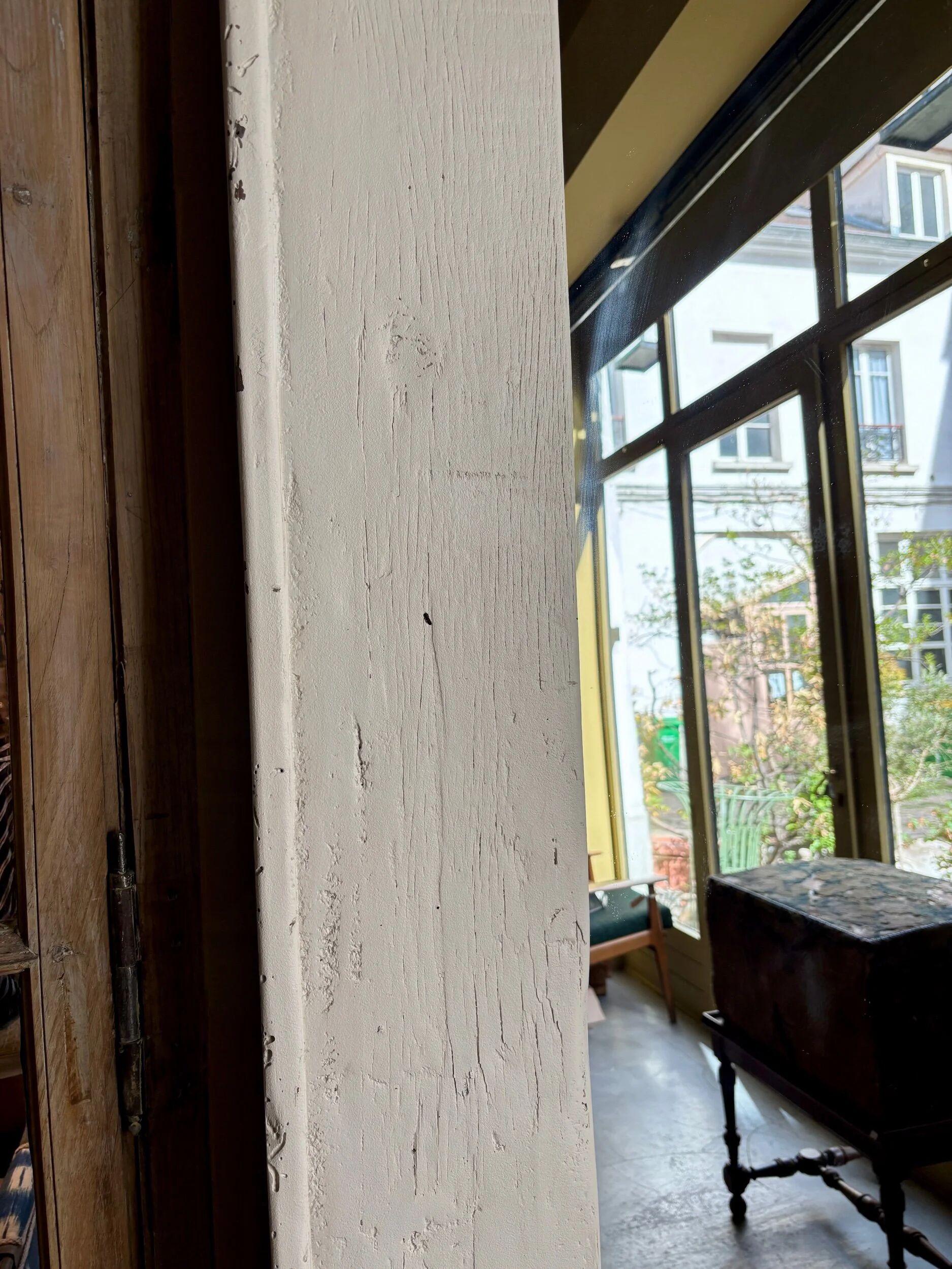 White wooden mirror 245 x 125 cm