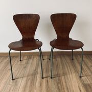 Pair of 3107 chairs - wood & metal