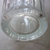 Transparent glass vase with art deco geometric patterns
