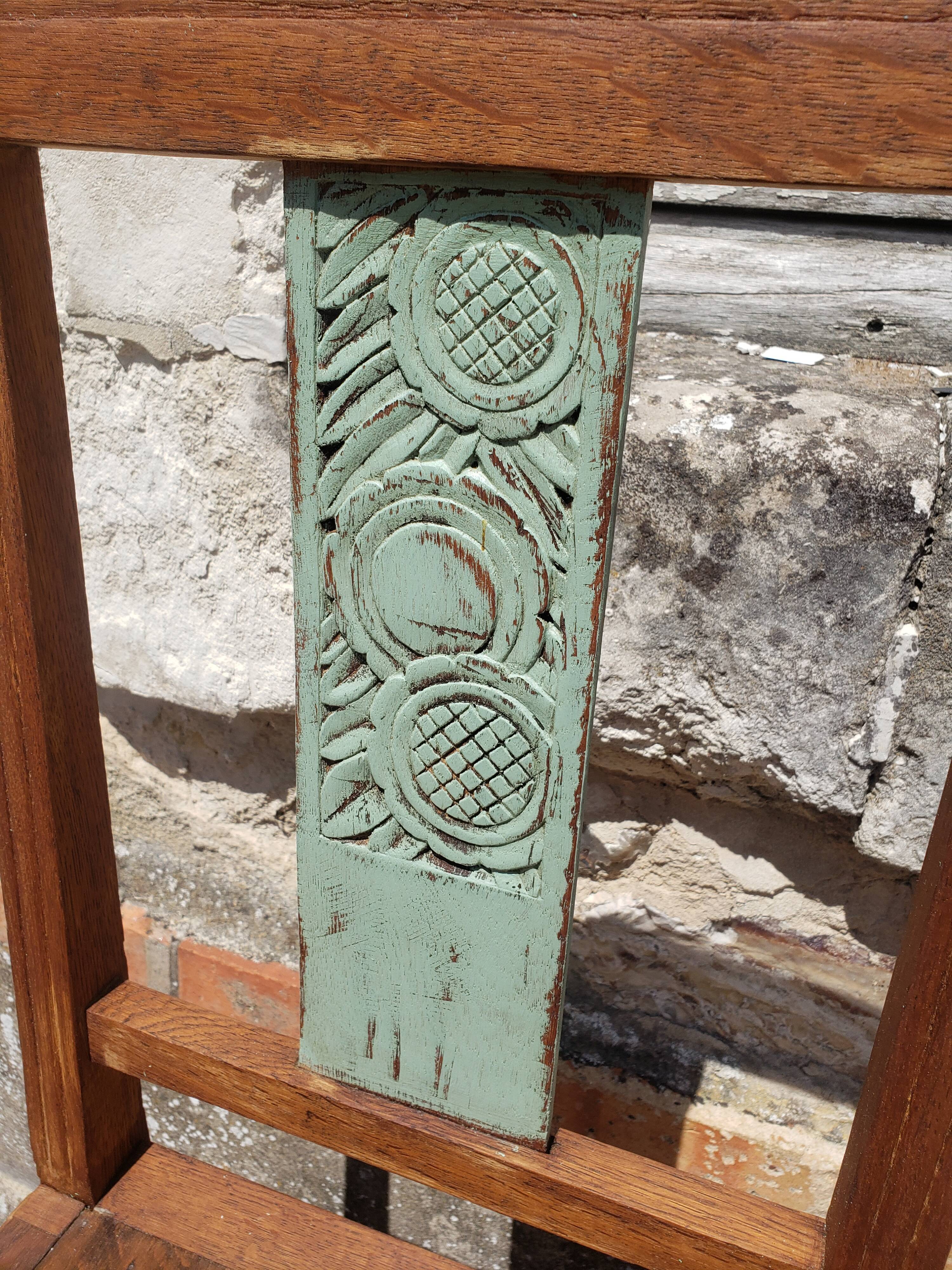 Table and chairs art deco wood and pastel