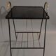Bedside table black metal and gilded brass 1960.