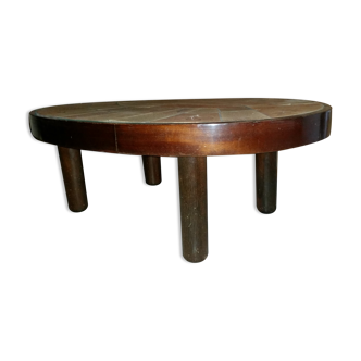 Coffee table stamped Raymonde Leduc Model "Herbier