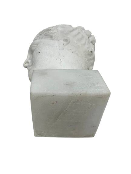 Stone head on marble base