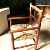 Fauteuil paillé enfant ancien