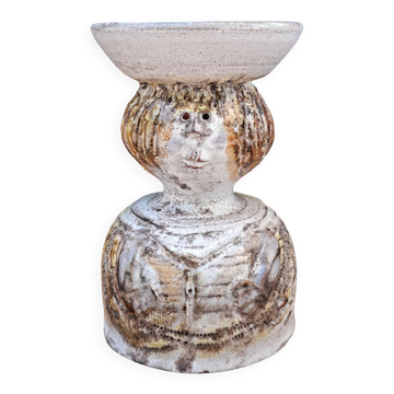 Pierre Koppe Céramique Bougeoir Vase Anthropomorphe Artiste Lorrain