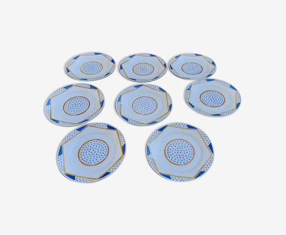 8 assiettes plates modèle prelude de badonviller art déco