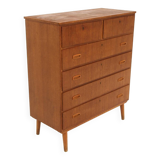 Scandinavian "tallboy" chest of drawers in teak, Sweden, 1950